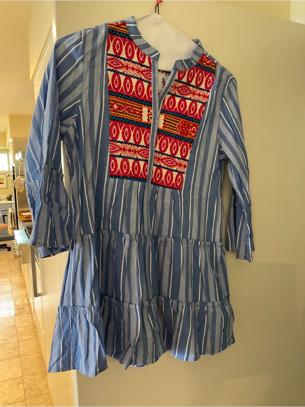 Liza Byrd Blue and Red Striped Tiered Dress NWT tunic